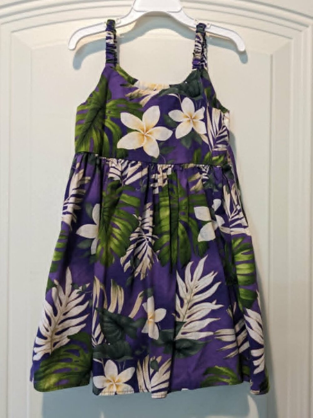 Girl's Pacific Legend Purple Floral Dress Tropical Made in Hawaii - 7-8 - EUC